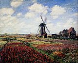 Claude Monet Famous Paintings - Tulip Fields With The Rijnsburg Windmill